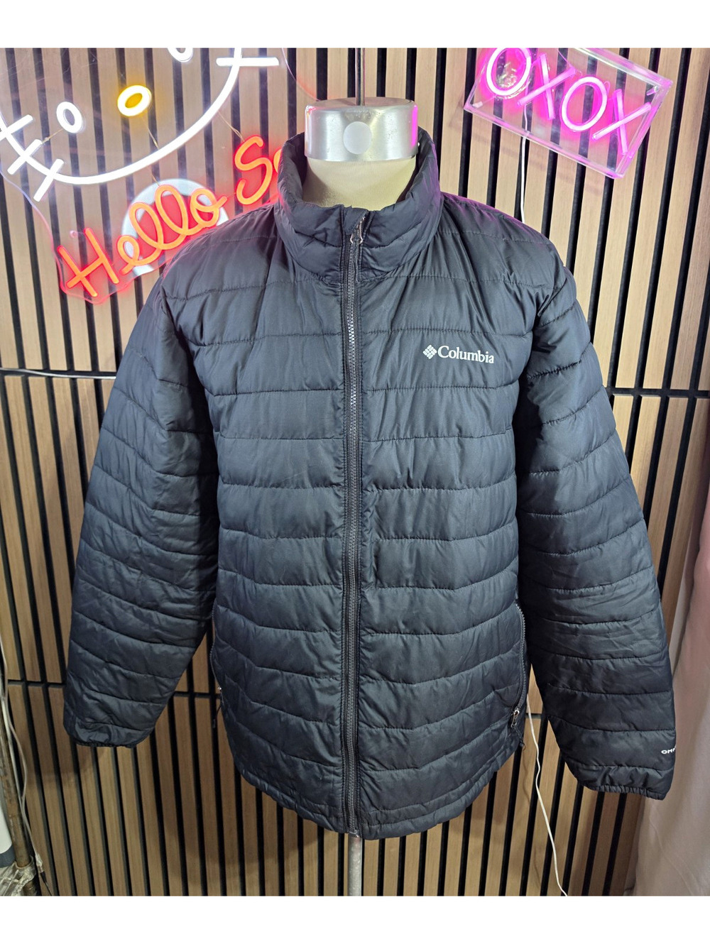 Columbia Men's Black Omni-Heat Puffer Jacket Full Zip Stand-Up Collar XL